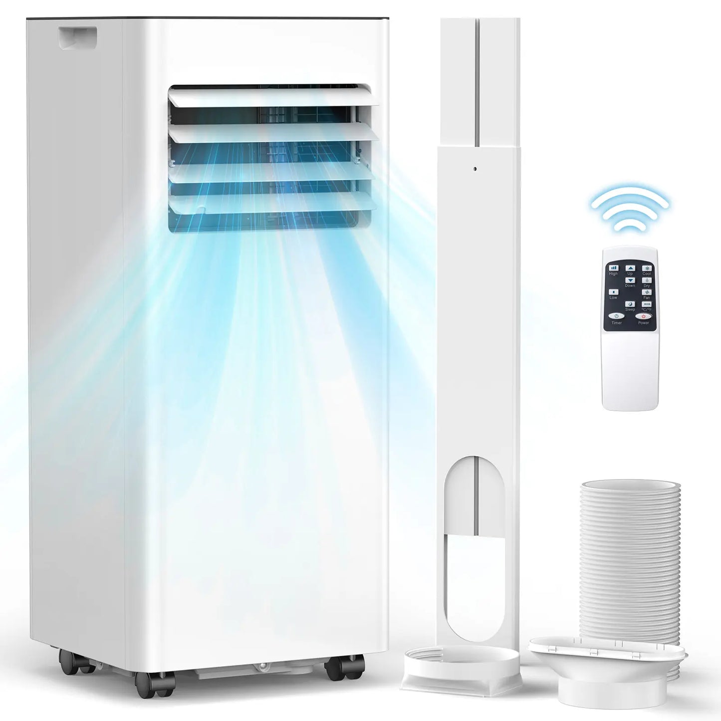 8000–10000 BTU Portable Air Conditioner with Remote, LED Display, 24H Timer & Sleep Mode – Cools Up to 350 Sq. Ft.