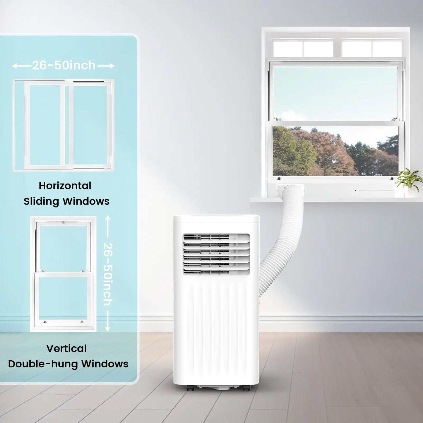 8000–10000 BTU Portable Air Conditioner with Remote, LED Display, 24H Timer & Sleep Mode – Cools Up to 350 Sq. Ft.
