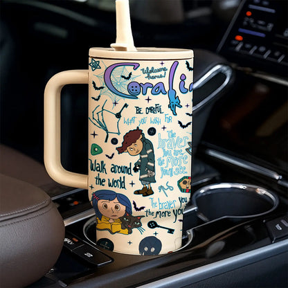 40oz Dark Fantasy Cartoon Stainless Steel Tumbler with Handle, Lid & Straw – Vacuum Insulated Travel Mug