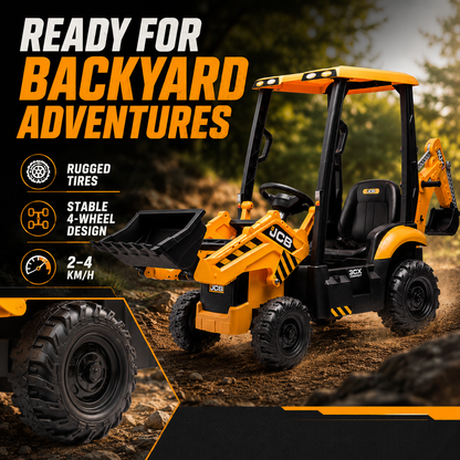 12V Kids Ride-On Excavator with Parent Remote Control, Front Loader & Rear Digger