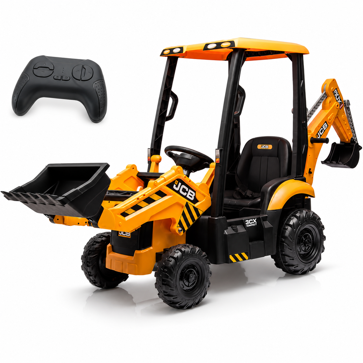 12V Kids Ride-On Excavator with Parent Remote Control, Front Loader & Rear Digger