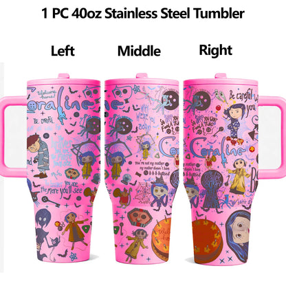 40oz Dark Fantasy Cartoon Stainless Steel Tumbler with Handle, Lid & Straw – Vacuum Insulated Travel Mug