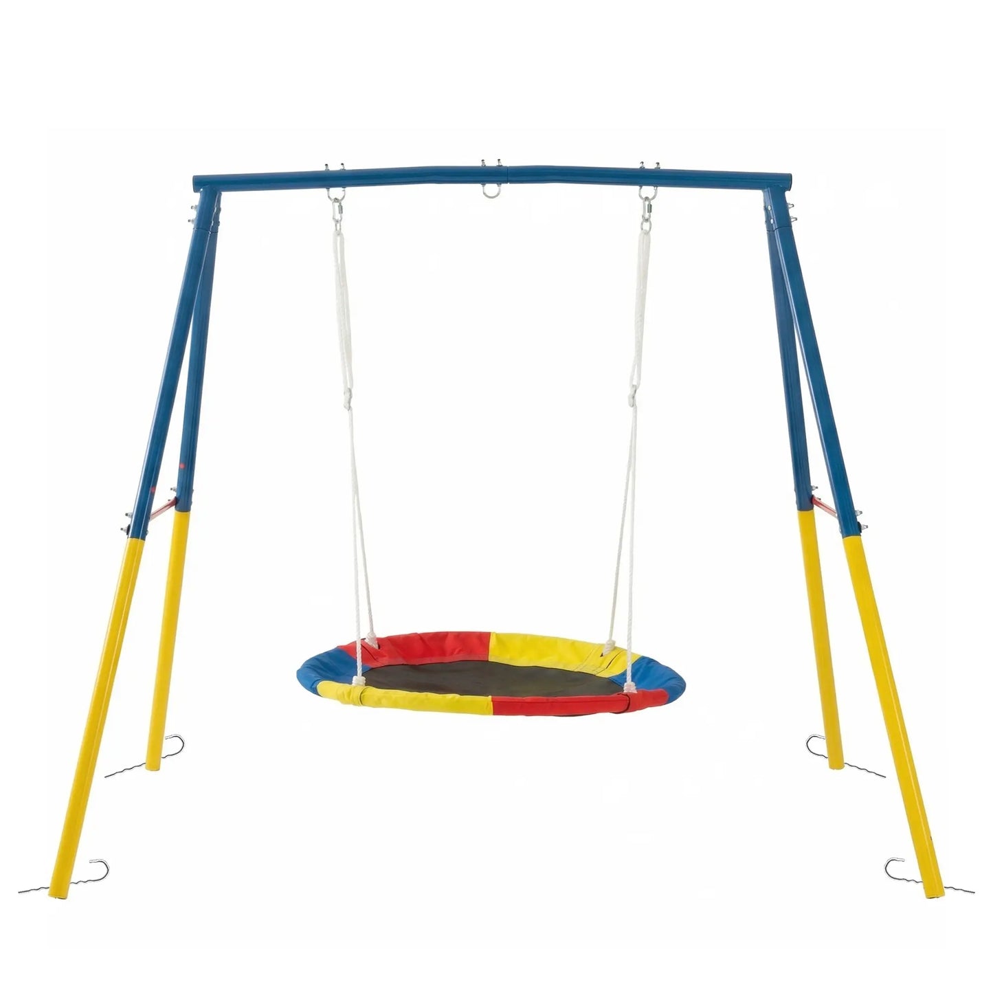 3-in-1 Outdoor Swing Set with Saucer Swing, Belt Swing & Slide