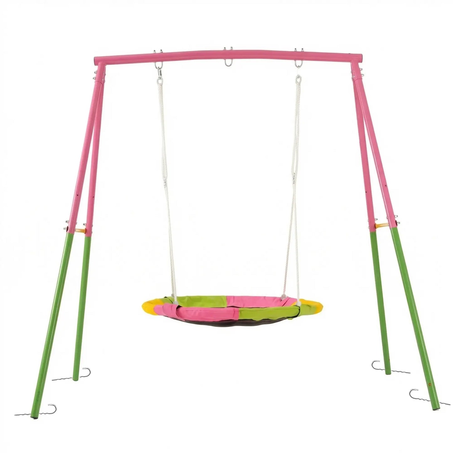 3-in-1 Outdoor Swing Set with Saucer Swing, Belt Swing & Slide