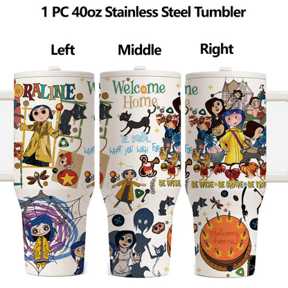 40oz Dark Fantasy Cartoon Stainless Steel Tumbler with Handle, Lid & Straw – Vacuum Insulated Travel Mug