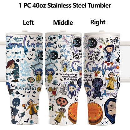 40oz Dark Fantasy Cartoon Stainless Steel Tumbler with Handle, Lid & Straw – Vacuum Insulated Travel Mug