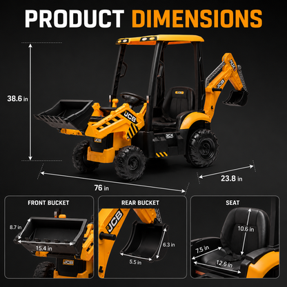 12V Kids Ride-On Excavator with Parent Remote Control, Front Loader & Rear Digger