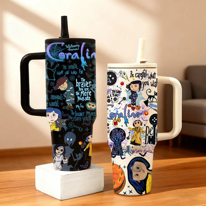 40oz Dark Fantasy Cartoon Stainless Steel Tumbler with Handle, Lid & Straw – Vacuum Insulated Travel Mug